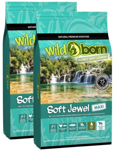 Wildborn SOFT JEWEL MAXI mit frischem Hhnchen & Fisch Doppelpack 2 x 12 kg