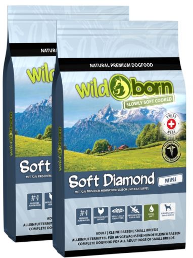 Wildborn SOFT DIAMOND MINI mit frischem Alpenhhnchen Doppelpack 2 x 12 kg