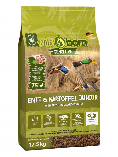 Wildborn Ente & Kartoffel JUNIOR 12,5 kg - für Welpen & Junghunde
