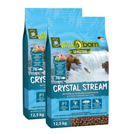 Wildborn Crystal Stream mit Forelle & Lachs 2 x 12,5 kg Doppelpack
