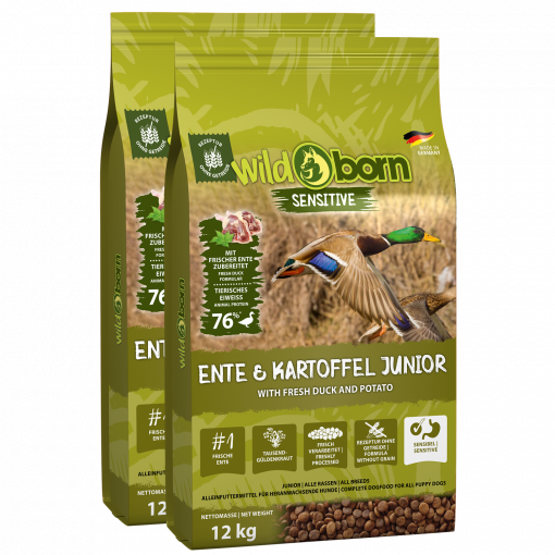 Wildborn Ente & Kartoffel Junior Doppelpack 2 x 12 kg