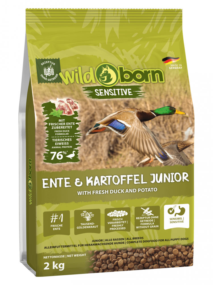 Wildborn Ente & Kartoffel JUNIOR 2kg – für Welpen & Junghunde
