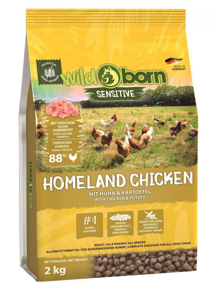 WILDBORN Homeland Chicken 2 kg Hundefutter getreidefrei mit Huhn erwachsene Hunde