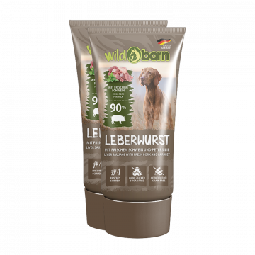Wildborn Premium Leberwurst aus der Tube 75 g + 75 g gratis Wildborn Premium Leberwurst aus der Tube 75 g + 75 g gratis
