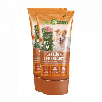 Wildborn Premium Geflügel-Leberwurst aus der Tube 75 g + 75 g gratis Wildborn Premium Geflügel-Leberwurst aus der Tube 75 g + 75 g gratis